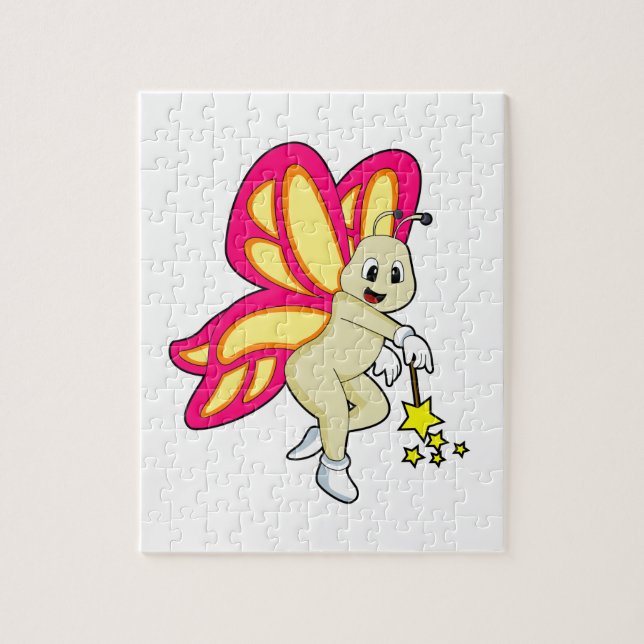 Quebra-cabeça Borboleta como Mágica com varinha mágica (Vertical)