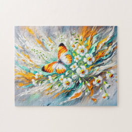 Quebra-cabeça Borboleta de Ponta Laranja com Pintura a Óleo de D