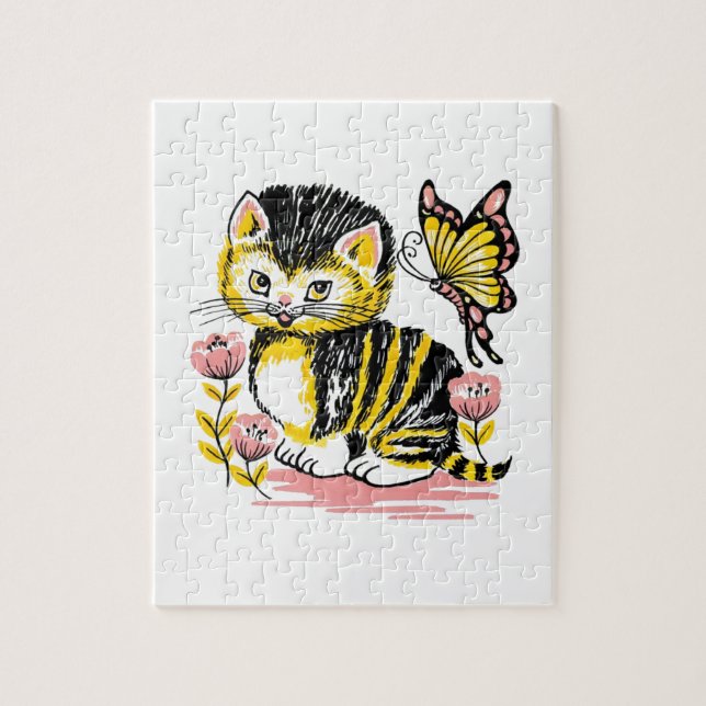 Quebra-cabeça Borboleta e Kitten (Vertical)