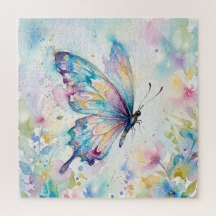 Quebra-cabeça Borboleta Floral Colorida em Aquarela