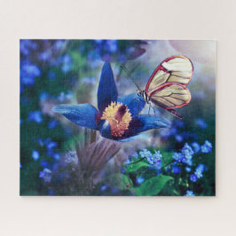 Quebra-cabeça Borboleta primavera na Flor Azul