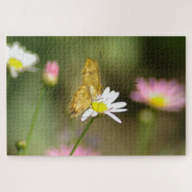 Quebra-cabeça Borboleta Rosa e Amarelo (Horizontal)