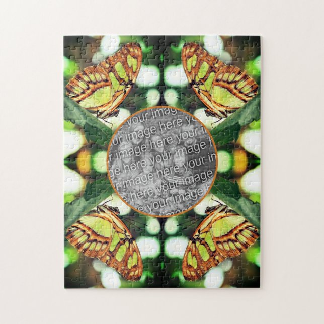 Quebra-cabeça Borboleta Verde Possuindo Quadro Crie Sua Própria  (Vertical)