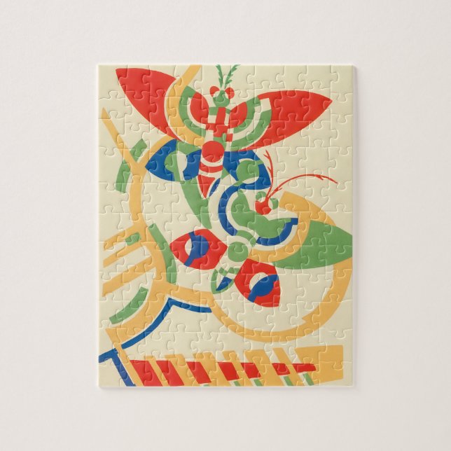 Quebra-cabeça Borboletas de Jardim Pochoir Jazz Art Déco Antigo (Vertical)