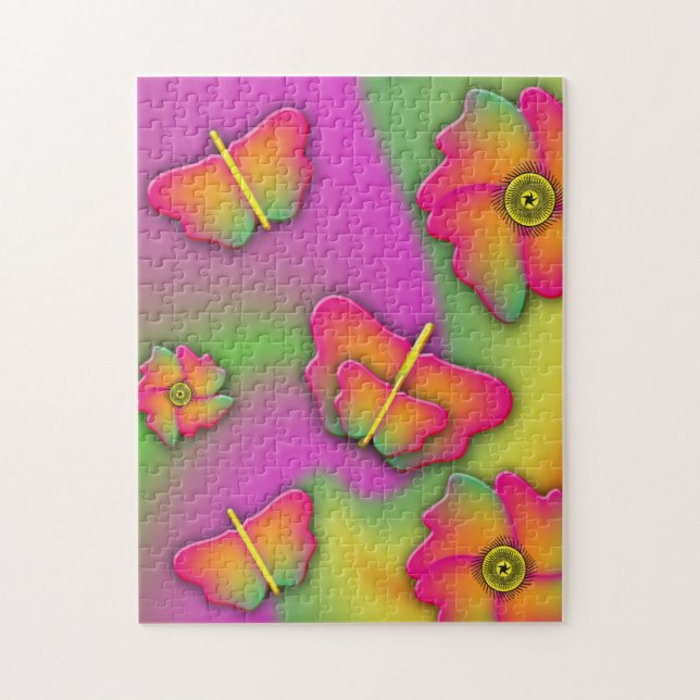 Quebra-cabeça Borboletas e flores (Vertical)