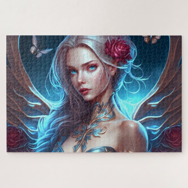 Quebra-cabeça Borboletas fantasia fada de fada floral bela arte (Horizontal)