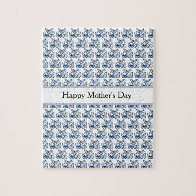 Quebra-cabeça Borboletas no Azul Delft, personalizáveis (Vertical)