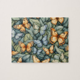 Quebra-cabeça Borboletas Padrões Amarelos Verdes Azuis