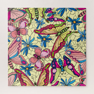 Quebra-cabeça Borboletas Sobre Flores Vista de Prados