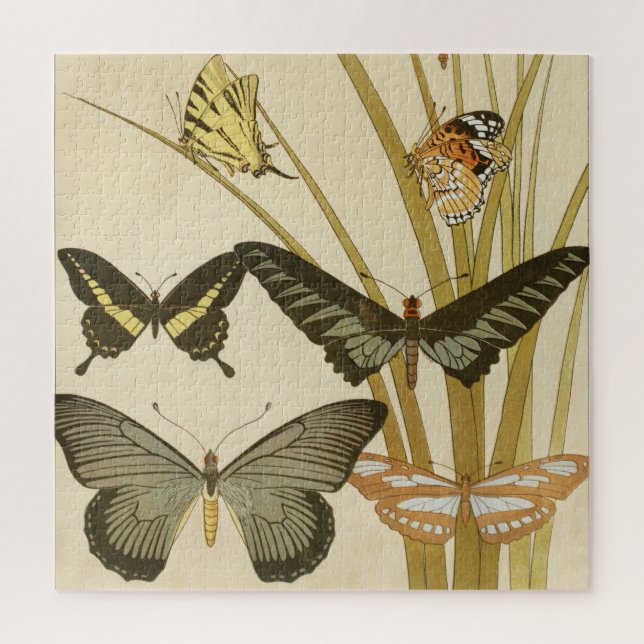 Quebra-cabeça Borboletas Vintage Papillons Ilustração Arte (Vertical)