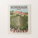 Quebra-cabeça Bordeaux France Vineyard Viagem Art Vintage<br><div class="desc">Bordéus retro vetor viagem design. Bordeaux,  centro da famosa região vitícola,  é uma cidade portuária no rio Garonne,  no sudoeste de França.</div>