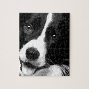 Quebra-cabeça Border collie preto e branco