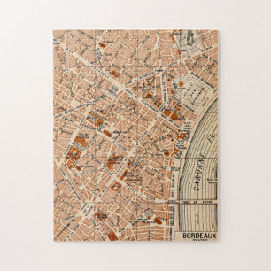 Quebra-cabeça Bordéus França Mapa Antigo 11x14