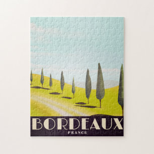 Quebra-cabeça Bordéus, poster de viagens francês do estilo Vinta