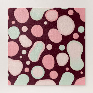 Quebra-cabeça Bordô Rosa Menta Padrão Abstrato de Bolhas Orgânic