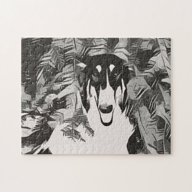 Quebra-cabeça Borzoi Abstrato No Pinheiro (Horizontal)