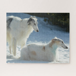 Quebra-cabeça Borzoi - Cães russos do Wolfhound na neve