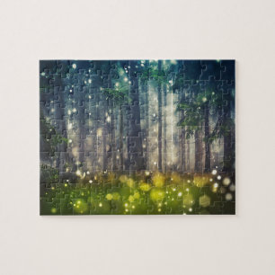 Quebra-cabeça Bosque, árvores em Waldlichtung crepúsculo,