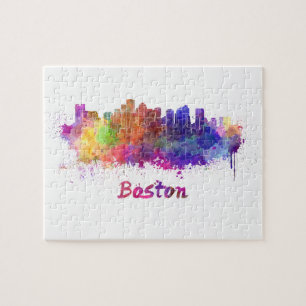 Quebra-cabeça Boston skyline in watercolor