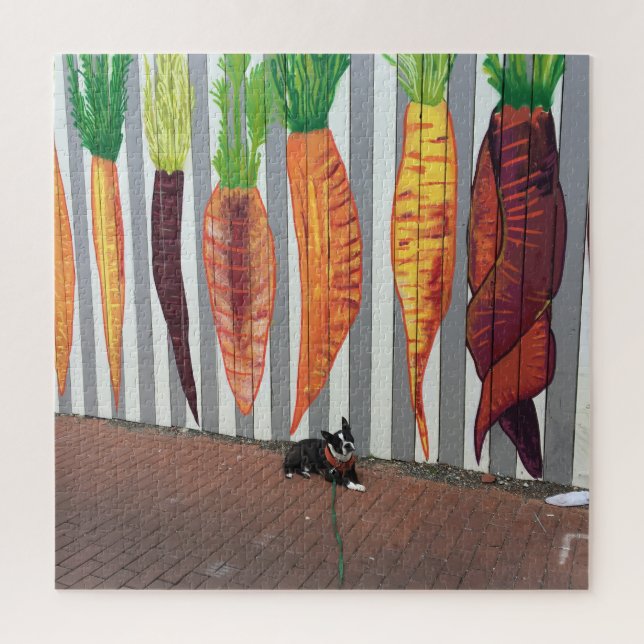 Quebra-cabeça Boston Terrier & Calico Carrots (Vertical)