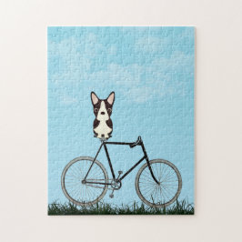 Quebra-cabeça Boston Terrier Dog Sentado na Bicicleta de Vintage