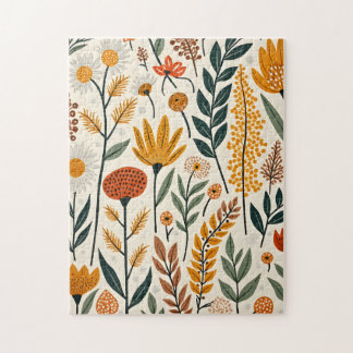 Quebra-cabeça Botanical Boho Flowers Plants Design 390