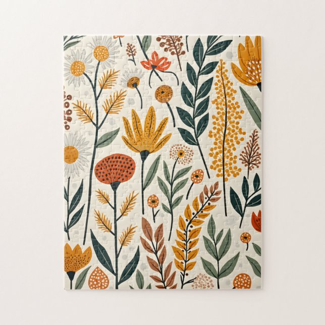 Quebra-cabeça Botanical Boho Flowers Plants Design 390 (Vertical)