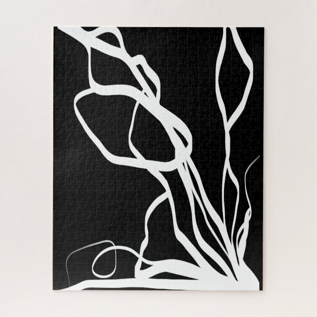 Quebra-cabeça Bouquet Noir: Preto e Branco Abstrato (Vertical)