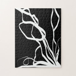 Quebra-cabeça Bouquet Noir: Preto e Branco Abstrato