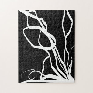 Quebra-cabeça Bouquet Noir: Preto e Branco Abstrato