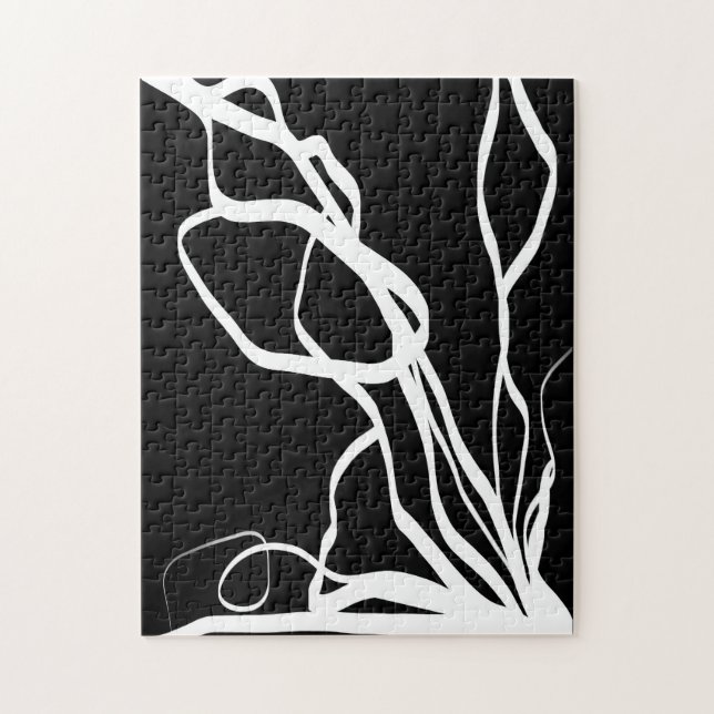 Quebra-cabeça Bouquet Noir: Preto e Branco Abstrato (Vertical)