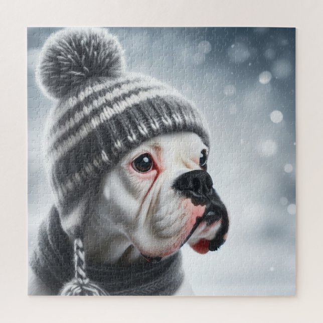 Quebra-cabeça Boxer Dog no inverno (Vertical)