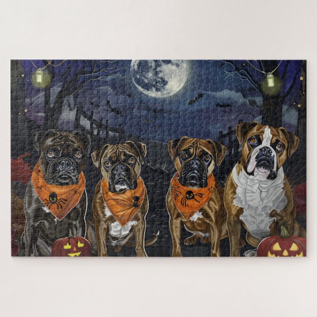 Quebra-cabeça Boxer Halloween Spooky (Horizontal)