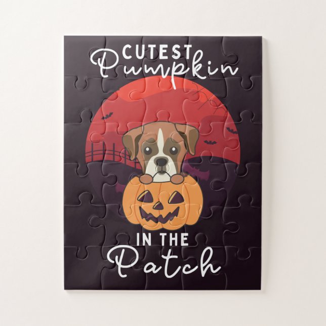 Quebra-cabeça Boxer In Pumpkin Dogs Pumpkin No Patch (Vertical)