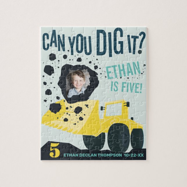 Quebra-cabeça Boys Birthday Construction Truck Blue Yellow (Vertical)