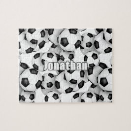 Quebra-cabeça boys girls soccer balls pattern personalized