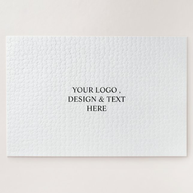 Quebra-cabeça Branco Personalizado – Seu Logotipo & Texto Aqui  (Horizontal)