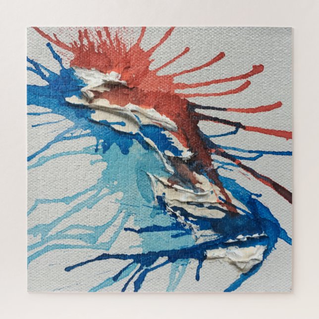 Quebra-cabeça branco vermelho e azul (Vertical)