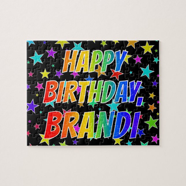 Quebra-cabeça "BRANDI" Primeiro Nome, Diversão "FELIZ ANIVERSÁRI (Horizontal)