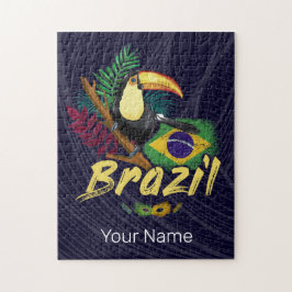 Quebra-cabeça Brasil Vintage Toucan Bandeira Samba Souvenir