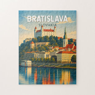 Quebra-cabeça Bratislava Eslováquia Ilustração Arte Viagem Retro