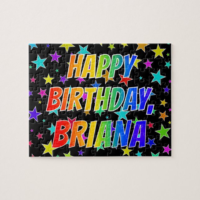 Quebra-cabeça "BRIANA" Primeiro Nome, Diversão "FELIZ ANIVERSÁRI (Horizontal)