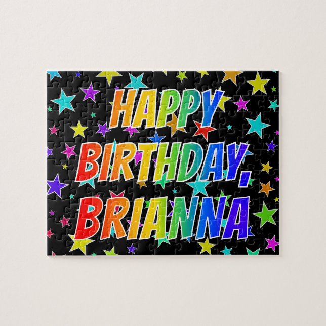 Quebra-cabeça "BRIANNA" Primeiro Nome, Diversão "FELIZ ANIVERSÁR (Horizontal)