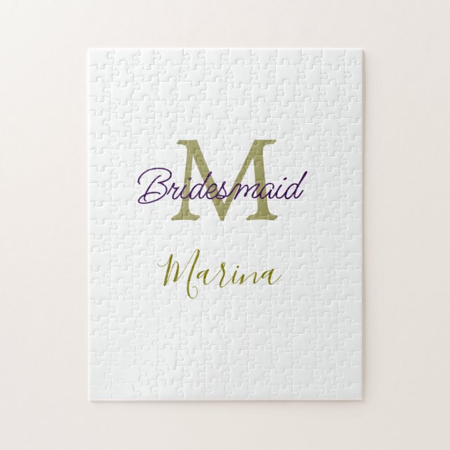 Quebra-cabeça Bride tribe monogram bridal shower simple golden p (Vertical)