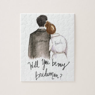 Quebra-cabeça Bridesman? Homem castanho-aloirado do cabelo preto