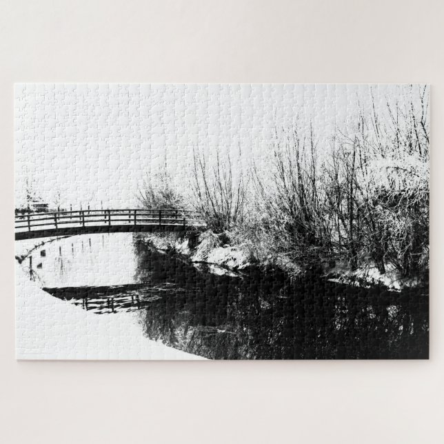 Quebra-cabeça Bridge and Stream Winter Scene 20x30 jpcnm 1014pc (Horizontal)
