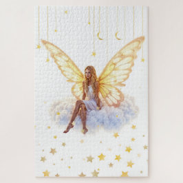 Quebra-cabeça Bright fada ouro borboleta asas gentis belas