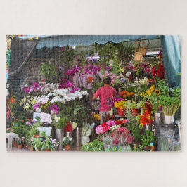 Quebra-cabeça Bright florist market stall, Hong Kong, China