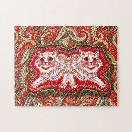 Quebra-cabeça Bright Psychedelic Red Cats (por Louis Wain)