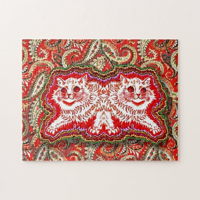 Quebra-cabeça Bright Psychedelic Red Cats (por Louis Wain) (Horizontal)